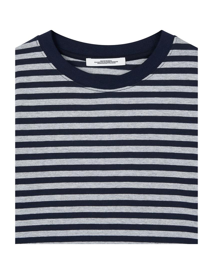 Lotaib Waist Lettering Striped Long Sleeve - Navy