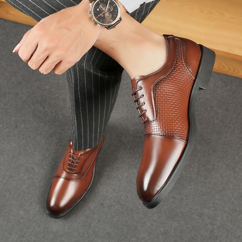 Fashion Brown Men Derby Shoes Lace-up Square Toe Men Dress Shoes Handmade Black Men Shoes  Zapatos De Hombre