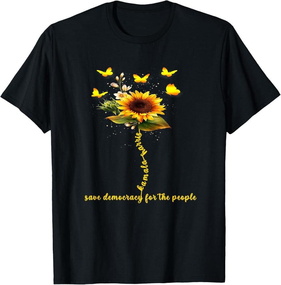 Kamala Harris 2024 Save Democracy For the People Sunflower T-Shirt