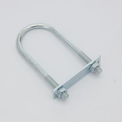 1Pcs New Galvanized Q235 Carbon Steel M8 Round Tube Clamp With Baffle Screws Round Bolt Right Angle U-bolt for Round Tube