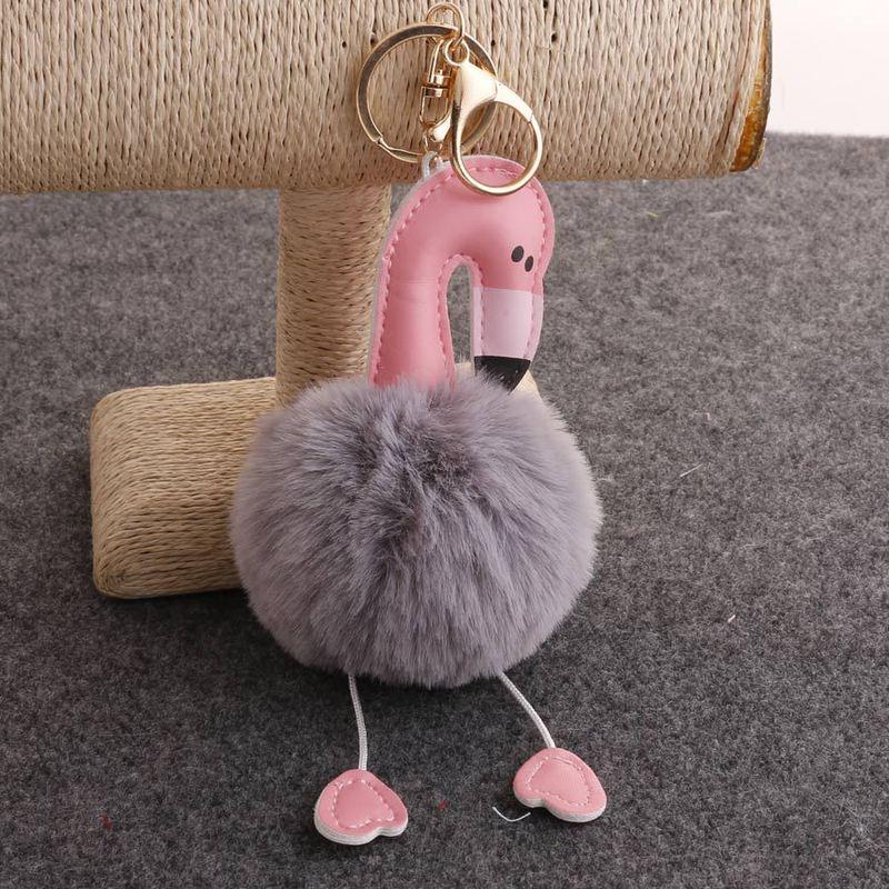 Flamingo Schlüsselanhänger süße Cartoon Nachahmung Rex Kaninchen Fell Ball Anhänger Tasche Zubehör