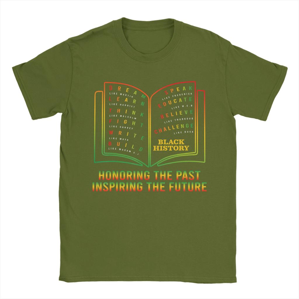 Black History Honoring Past Inspiring The Future Book TShirts Unisex Humorous Cotton Tees Round Collar T Shirt Plus Size Tops