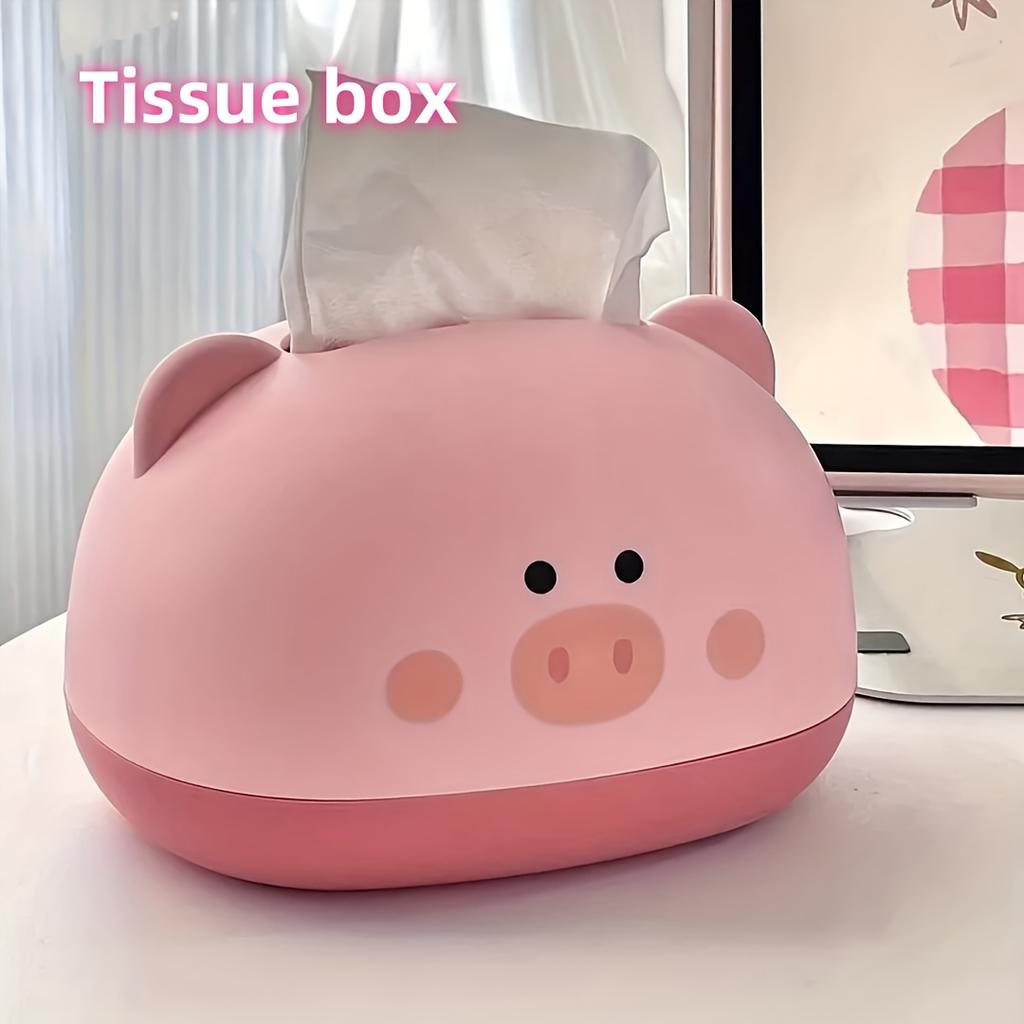 Cute Shaped Tissue Box Holder Durable Plastic Multi-Functional Desktop Organizer For Home & Commercial Use