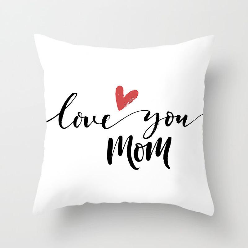 New Mother's Day Text Love Pillow Cover Peach Skin Polyester Print Pillow Cushion Cover
