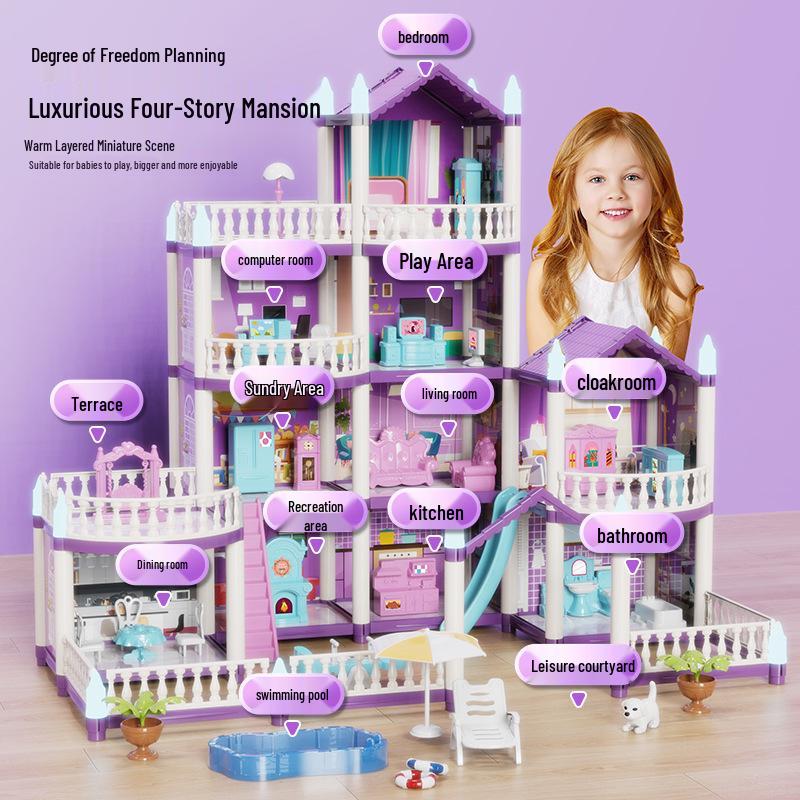 Cross-Border Princess Castle Dollhouse for Girls, Pretend Play Toy, Birthday Gift for Ages 3 and Up