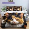 Calico Cat Pattern Bedding Home Decoration Birthday Gift (1 * duvet cover + 2 * pillowcase, without core)