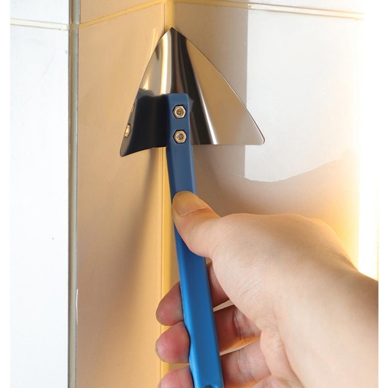 Stainless Steel Spatula Sealing Tools Corner Trowel Plastic Handle Trowel Painting Putty Internal External Corner Putty Scraper