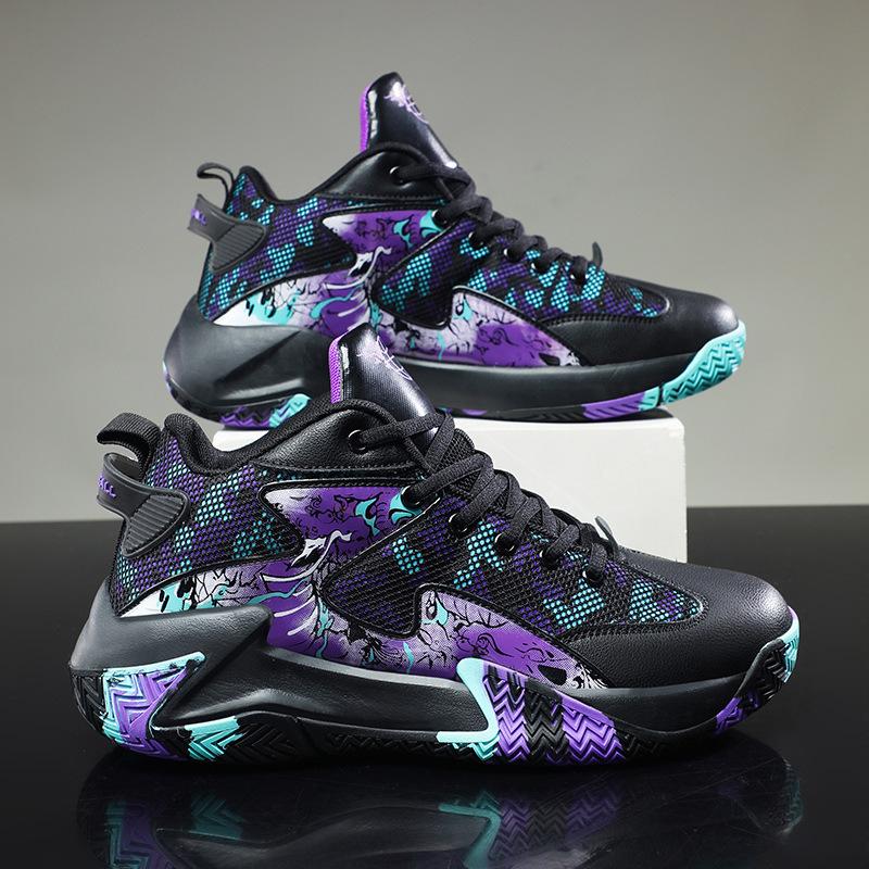 

2025 spring and summer basketball shoes men s non-slip and wear-resistant teenagers high-top breathable friction sound actual combat training spo 46
