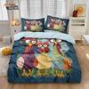 3pcs Cartoon Cute Chicken Print Coreless Down Duvet Cover Set Comfortable Bedroom Bedding Decoration Machine Washable