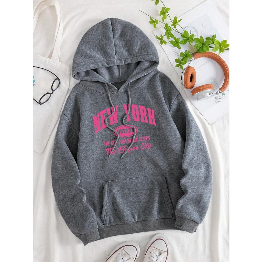 New York Queens Die Stadt, die niemals schläft Kapuzenpullover Herren Damen Kleidung Niedliche O-Ausschnitt Hoodies Street Lockeres Sweatshirt