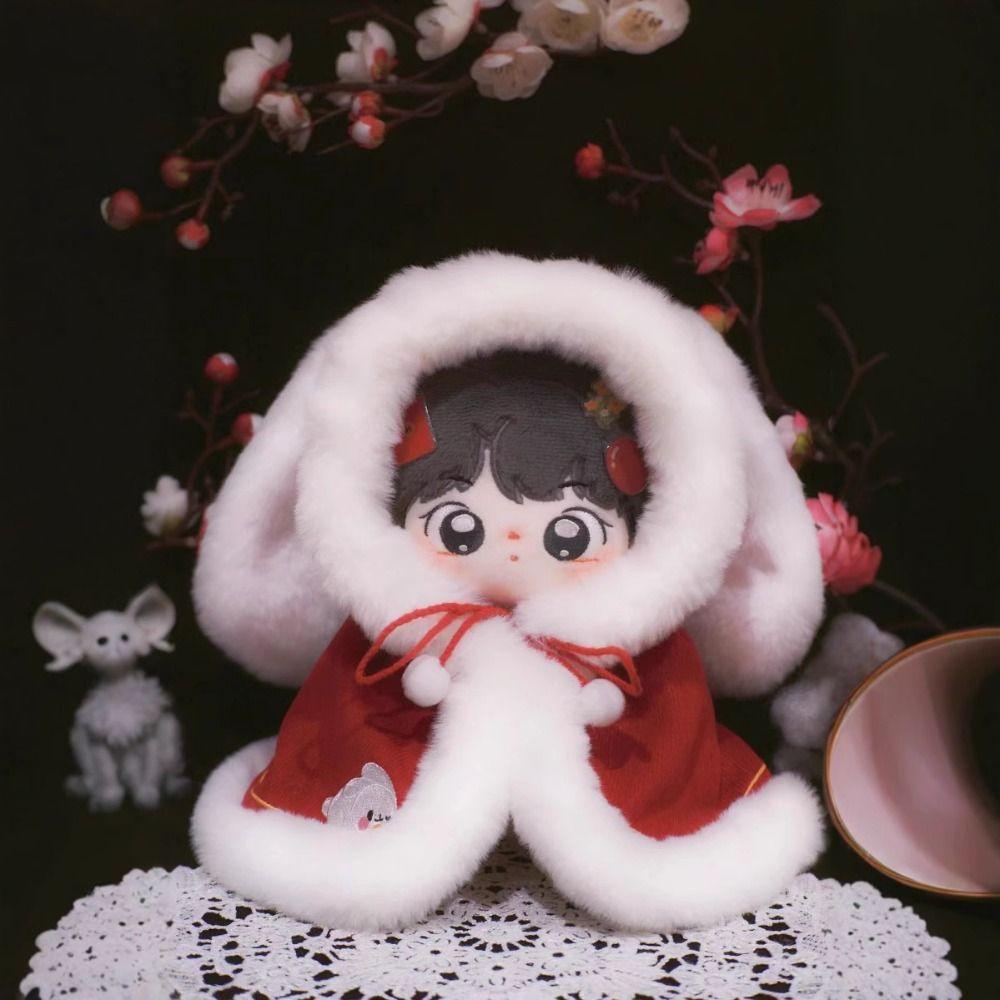 20CM Doll New Year's Clothing Hairy Mini Clothes High Quality Doll Plush Cloak  20cm Cotton Doll