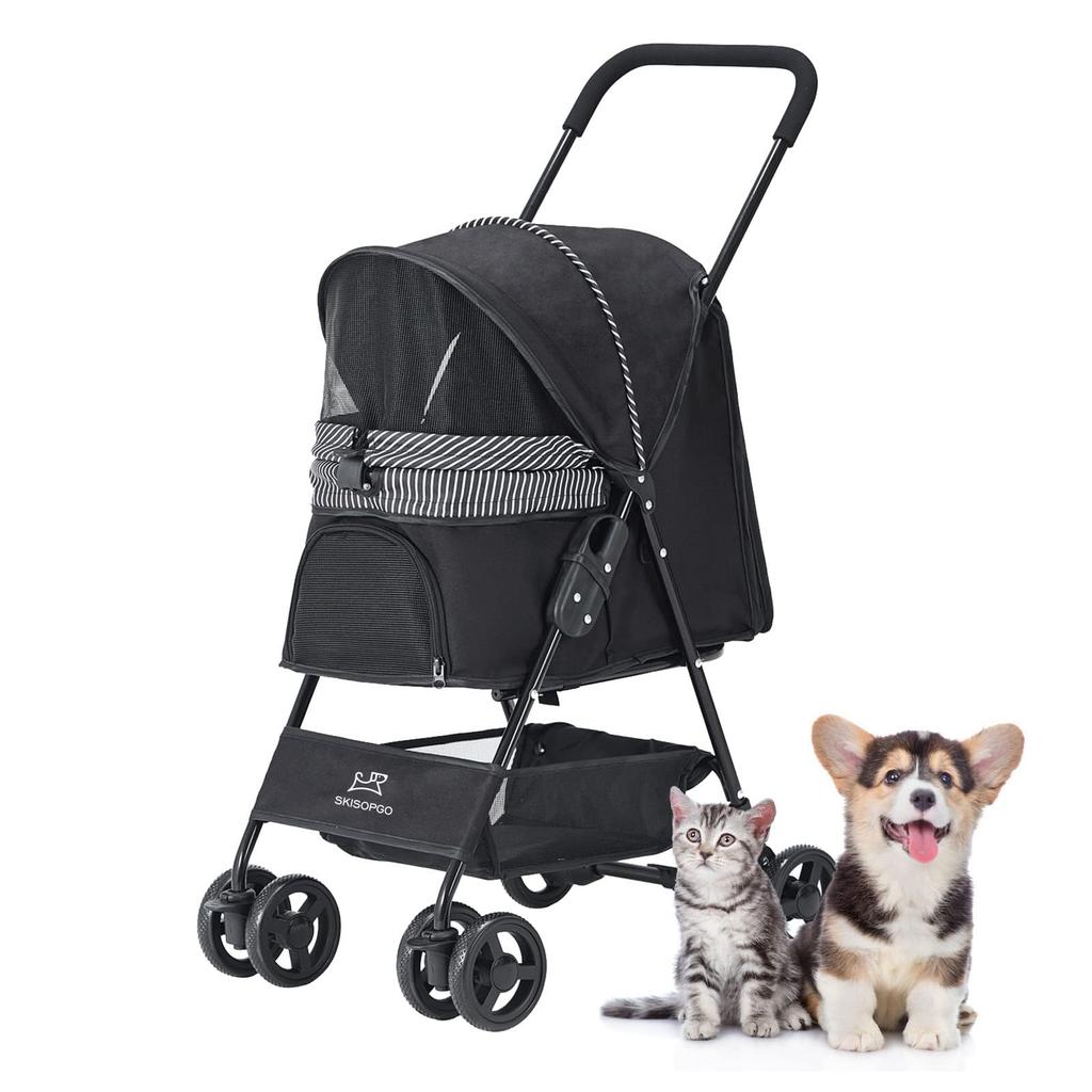 SKISOPGO Pet Dog Dog Outing Small Cat Easy To EVA 4 Wheels With Walking Cart, Foldable, Stroller, Supplies, Dog, Cart, Assemble, Buggy, Anti-Jumping