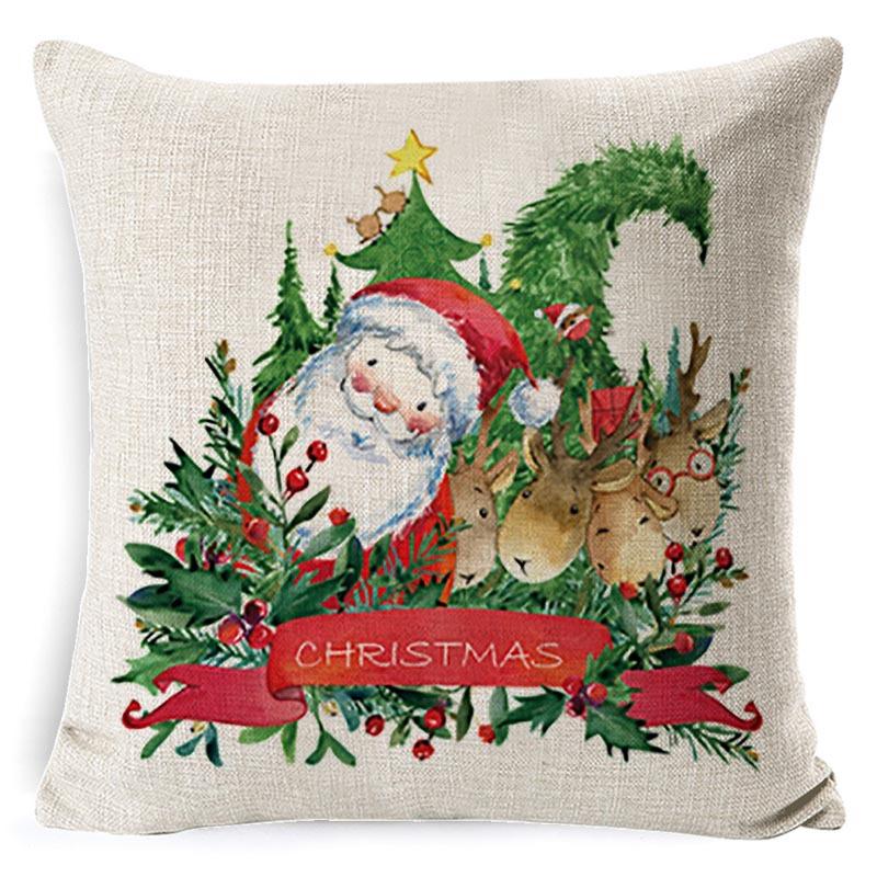 Pillow Cushion Cover Linen Santa Claus Pillow Cover Linen Material