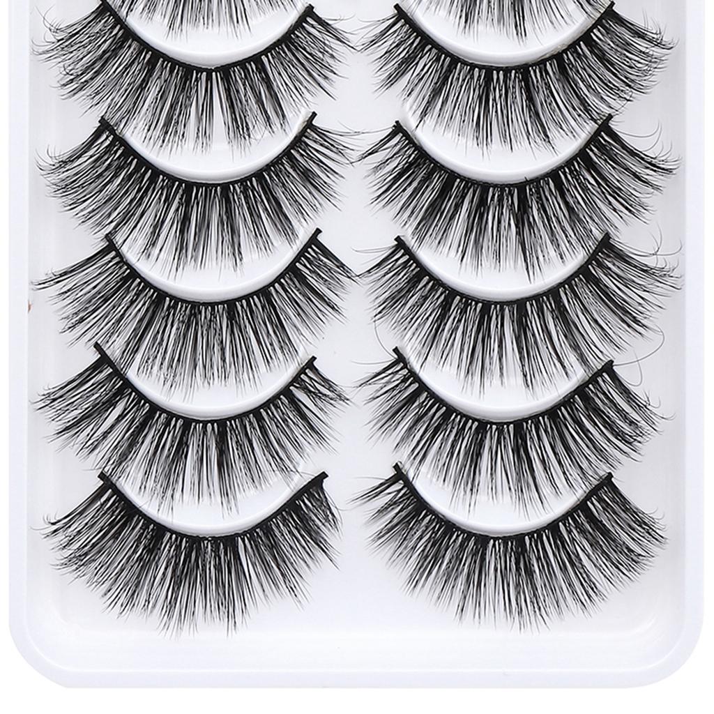 10 Pairs Dense Soft Artificial Eyelashes Charming Look Curling Up Eyelashes for Women and Girls Makeup DIY