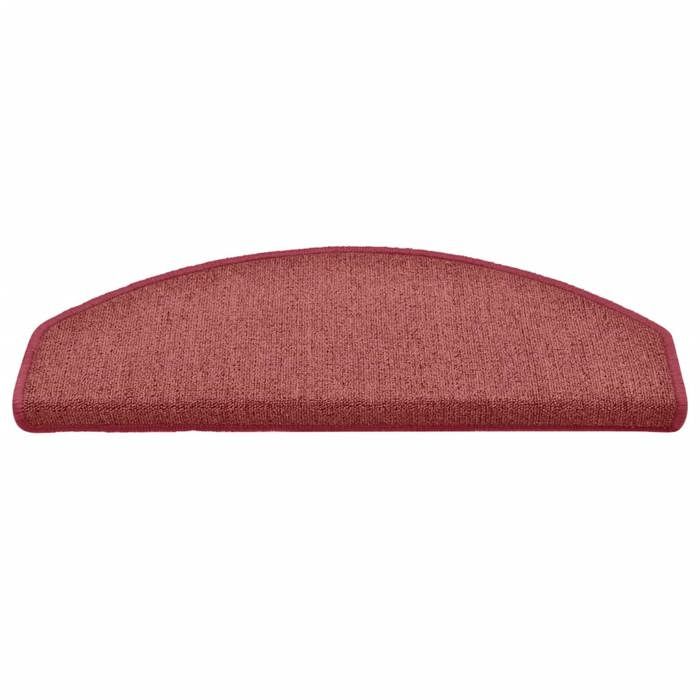 VidaXL Tapis d'escalier 15 pièces 65 x 24 x 4 cm Bordeaux Demi-rond Grand 322373