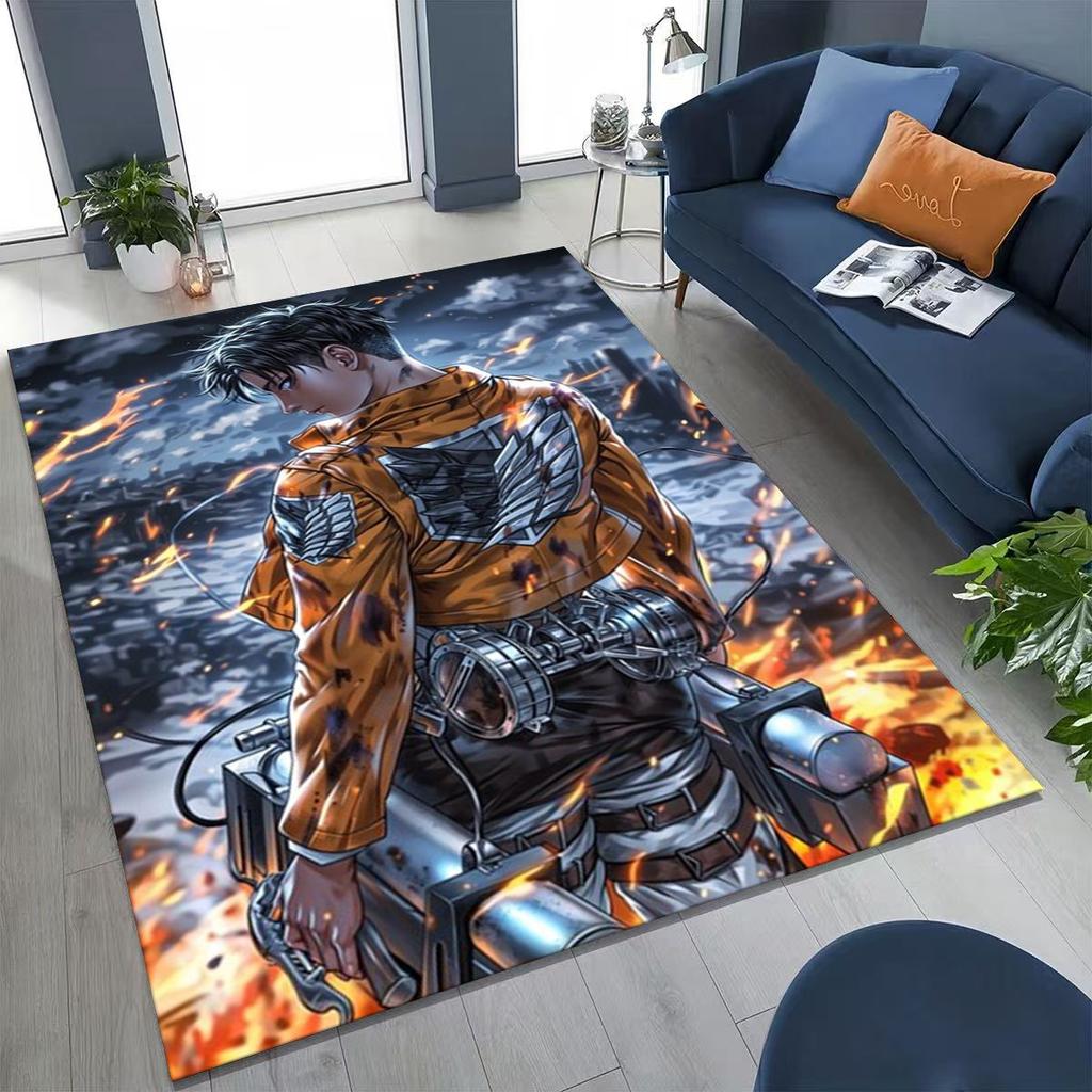 2026 New Anime Attack on Titan Eren Mikasa Cartoon Rug for Bedroom Living Room Sofa Home Doormat Decor,Kids Non-slip Floor Mat