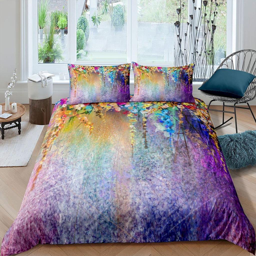 Rose Floral Duvet Cover Blossom Flowers Sunflower Bedding Set Fruit Comforter Cover Oil Painting Bedspread Cover Full King Size