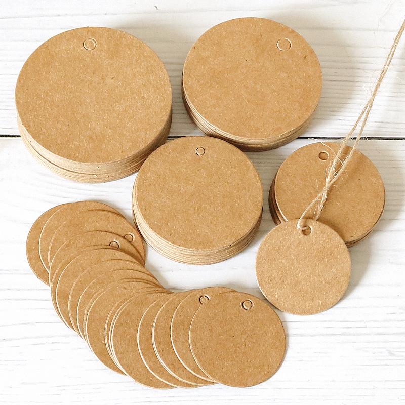 Vintage Kraft Paper Tags - Blank Round Hang Tags, DIY Graffiti Bookmarks, Message Cards (100 Pieces)