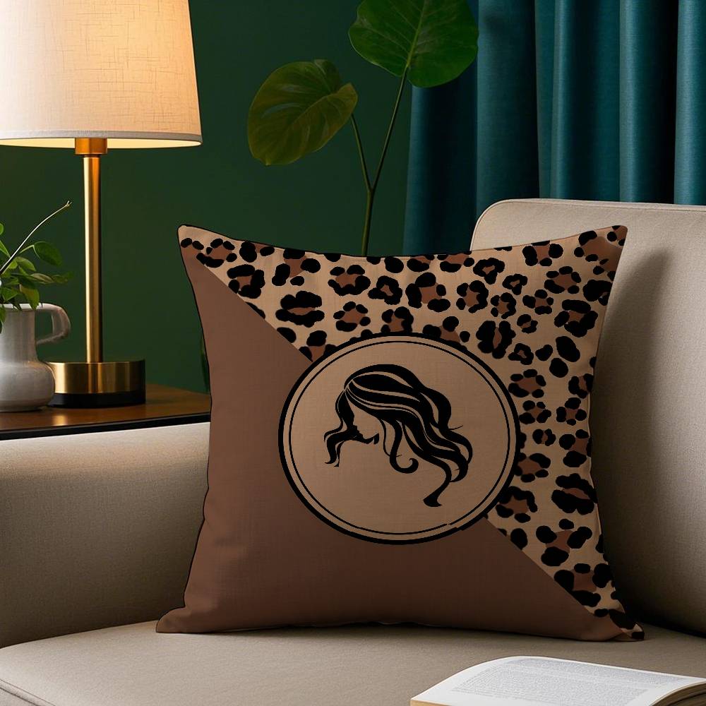 Модная наволочка с леопардовым принтом Короткая плюшевая наволочка для подушки Квадратные чехлы для декоративных подушек Диван Домашний декор 40x40cm 16x16in