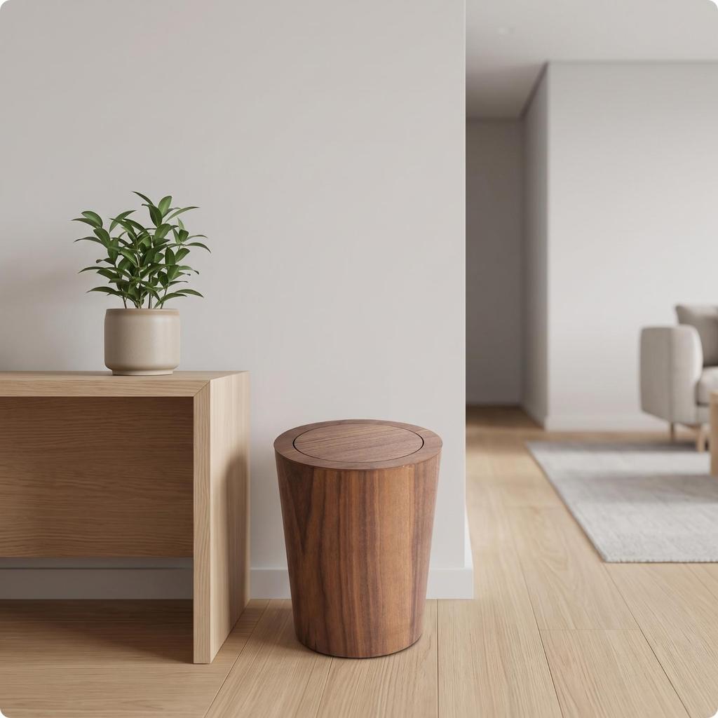 Trash Bin with Swing-Top Lid Space-Saving Wastebasket Slim for Office, Bedroom