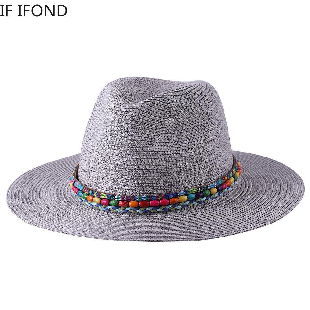 2022 Summer Hat for Women Men Wide Brim Panama Sun Straw Hats Travel Beach Jazz Fedora Hat