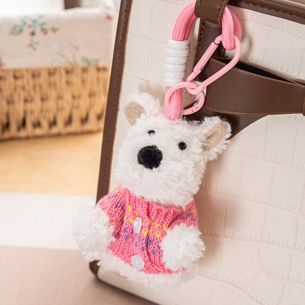 Cartoon Animal Plush Puppy Doll Keychain Anti-lost Car Hanging Pendant  Bag Pendant