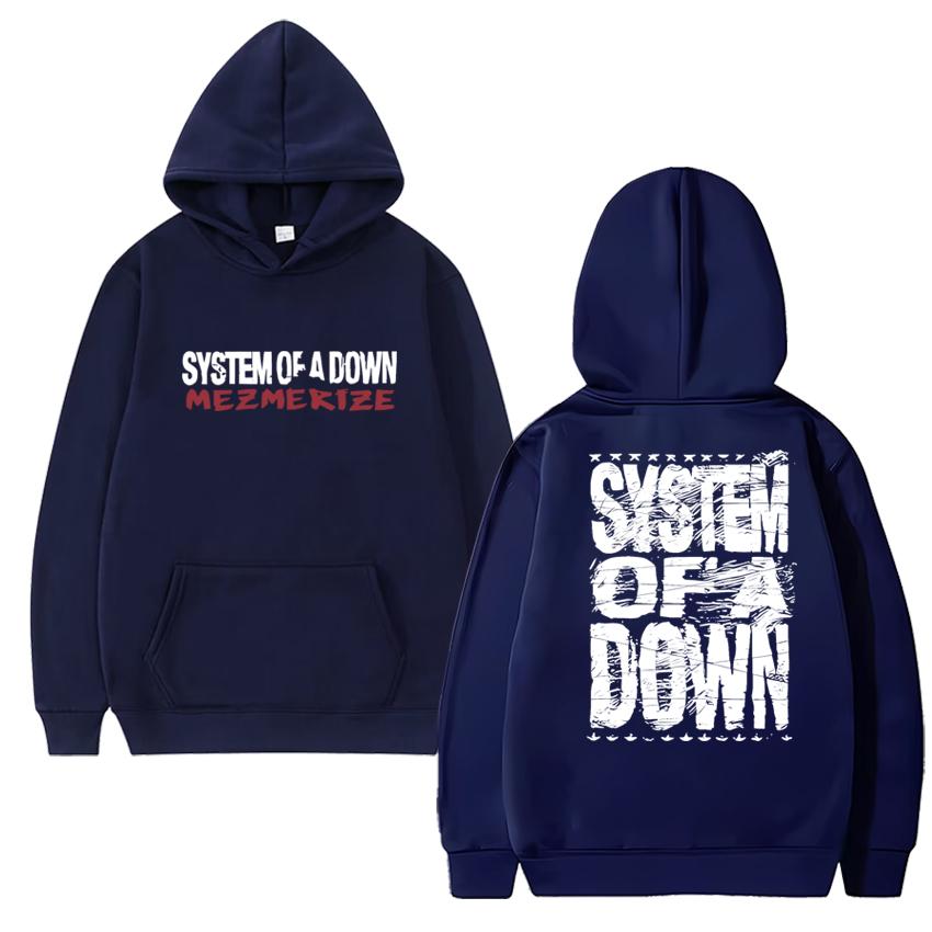Rock band System of A Down Mezmerize 2025 Album Vintage metal streetwear Unisex hip hop Casual Hoodie Unisex Fleece pullover