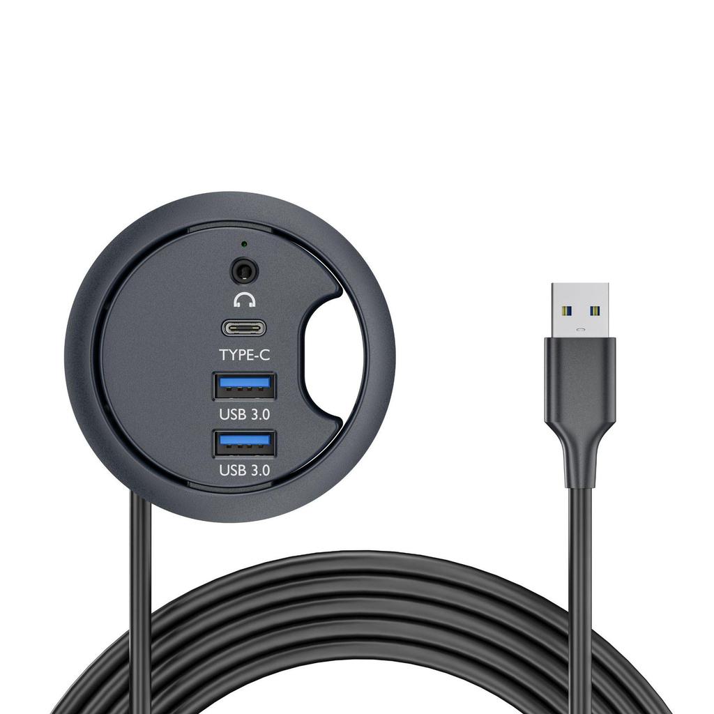 USB 3.0 Desk Hub with SD/TF Card Reader for Office Desktop