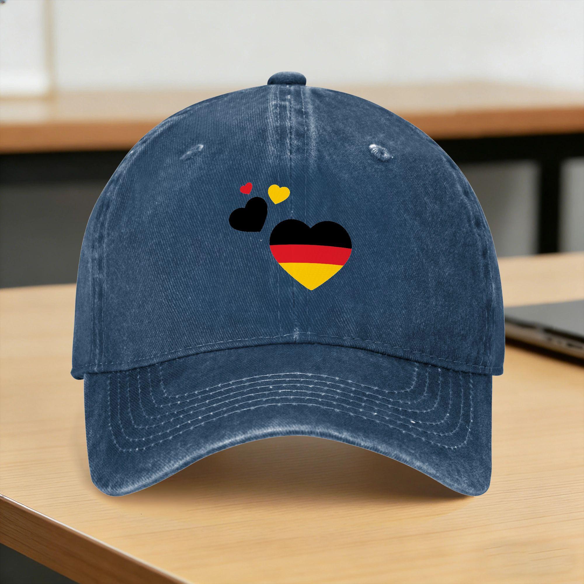 

GerUnisexy Deutschland GerUnisex Flag Heart Sun Baseball Cap Women Unisex Trucker Hat Summer Fitted Retro Outdoor Gym Wholesale Caps One Size