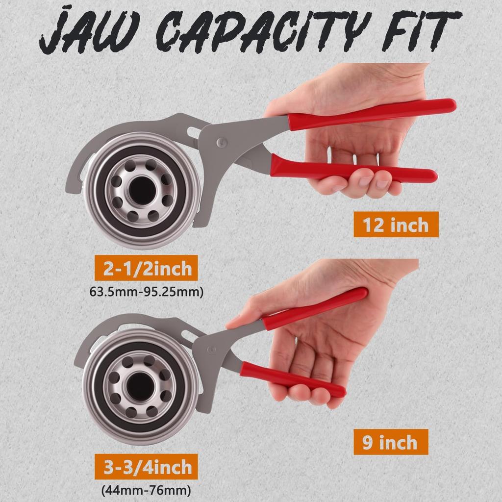 9" & 12" Oil Filter Pliers Wrench, Adjustable Oil Filter Pliers Set,Oil Filter Removal Tools Fit Most Of Cars, Trucks, Motorcycles Engine Filters