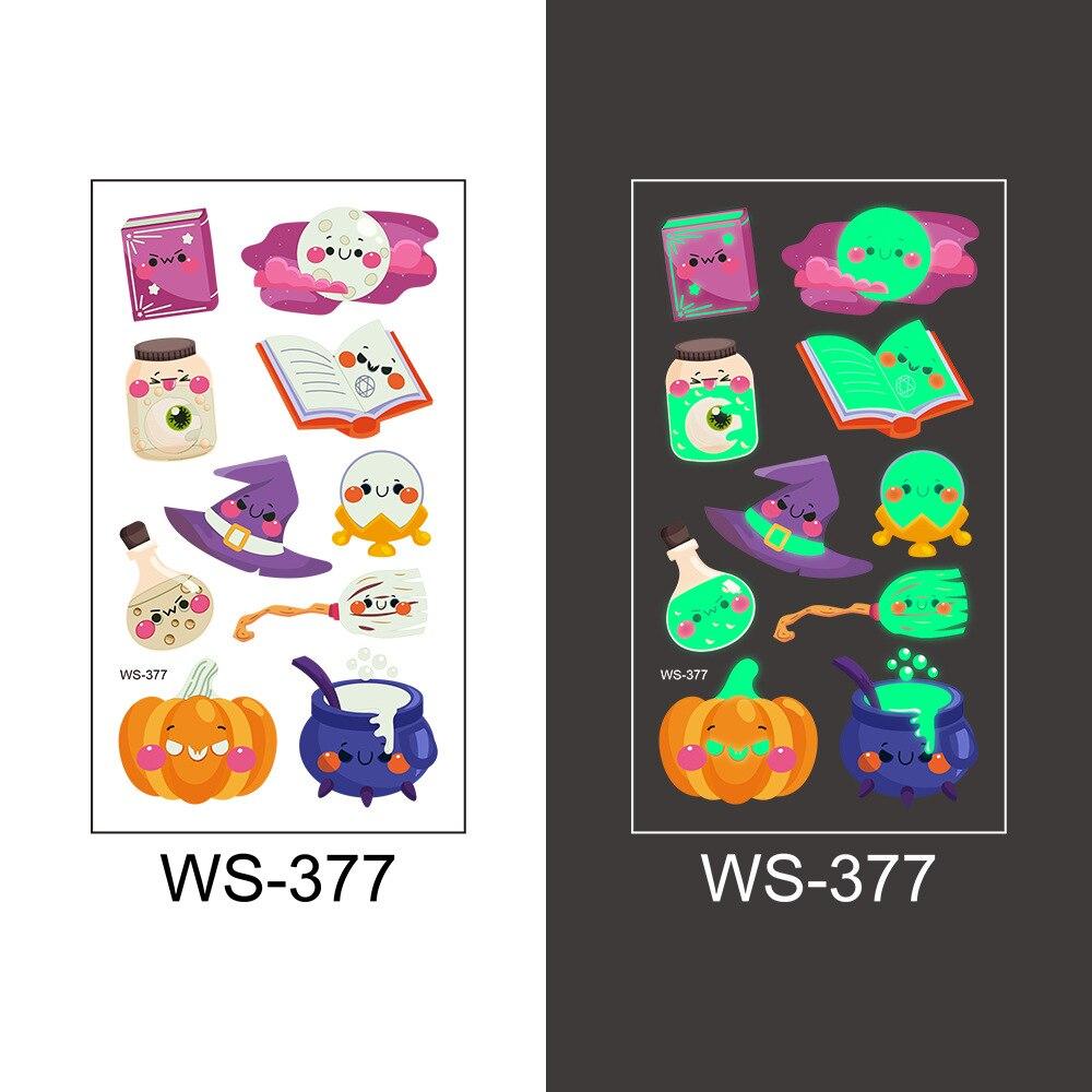 1pc Luminous Tattoo Ghost Taty Fake Tattoo Glowing In Dark Waterproof Temporary Tattoo Stickers Halloween Party for Kids