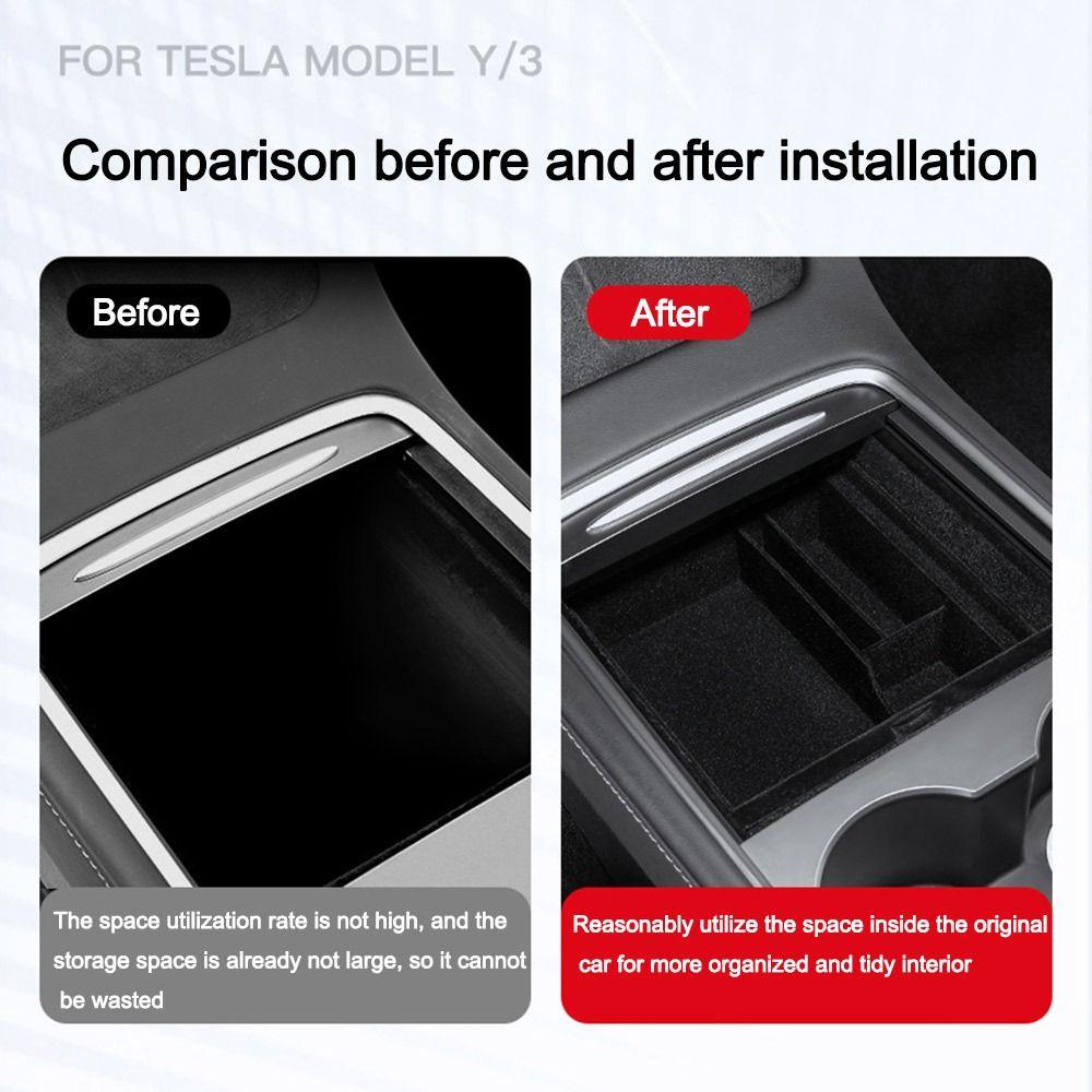 Flocking Car Armrest Box Drawer Design Hidden Cup Holder Universal Storage Box for Tesla Model 3/Y Juniper Launch 2025