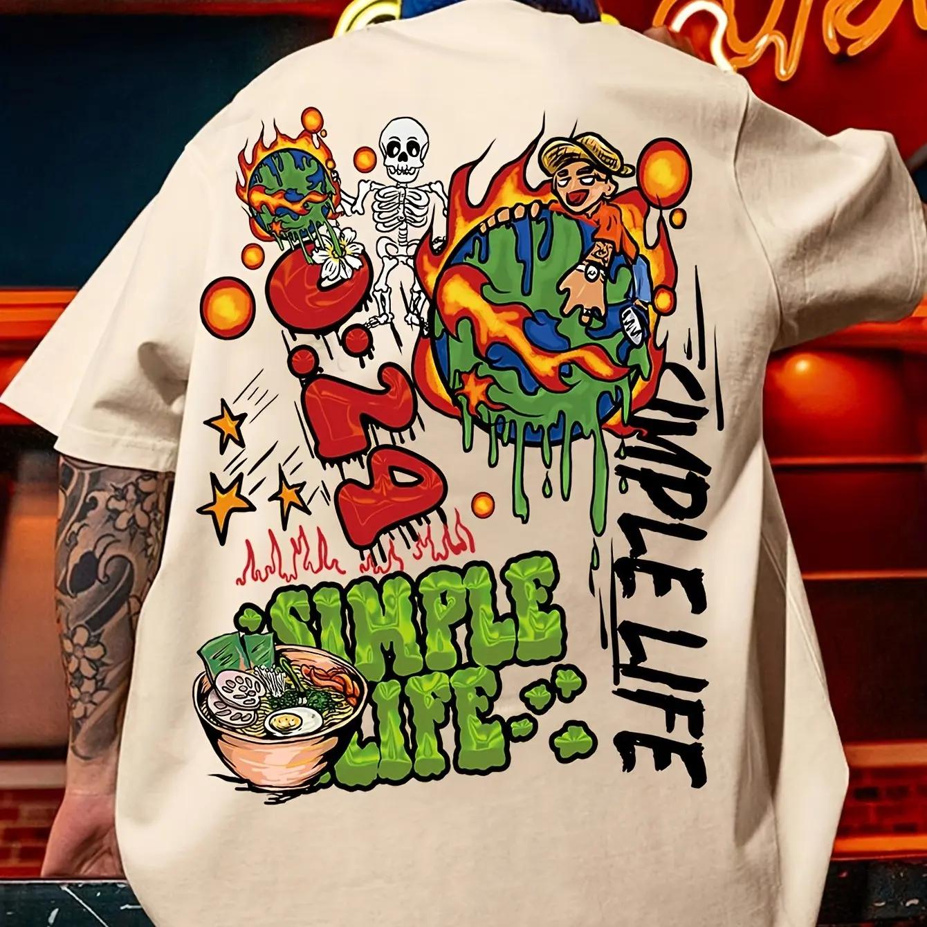 

2025 Summer new pattern T-shirt 100% cotton loose traditional hip hop casual men s clothes breathable with all fashion T-shirt 4XL