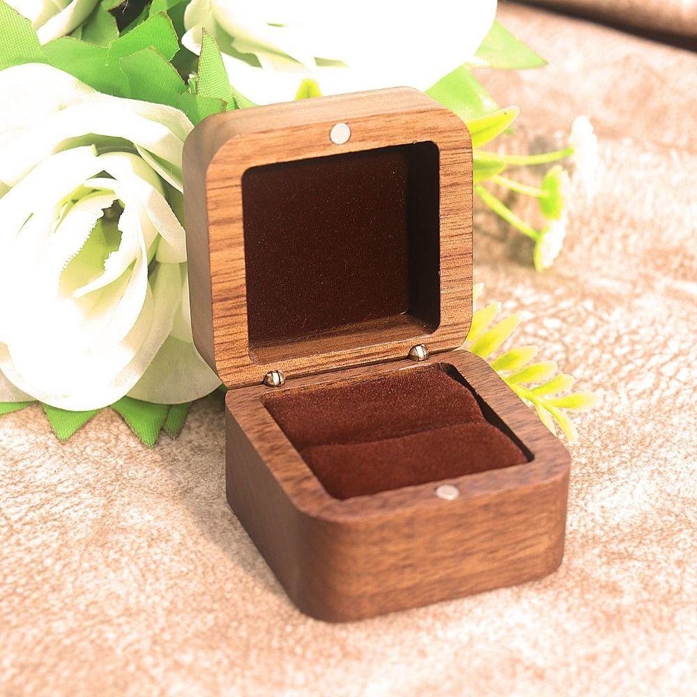 Square Rings Bearer Box 1/2 Slots Jewelry Organizer Simple Rings Display Case  Couple