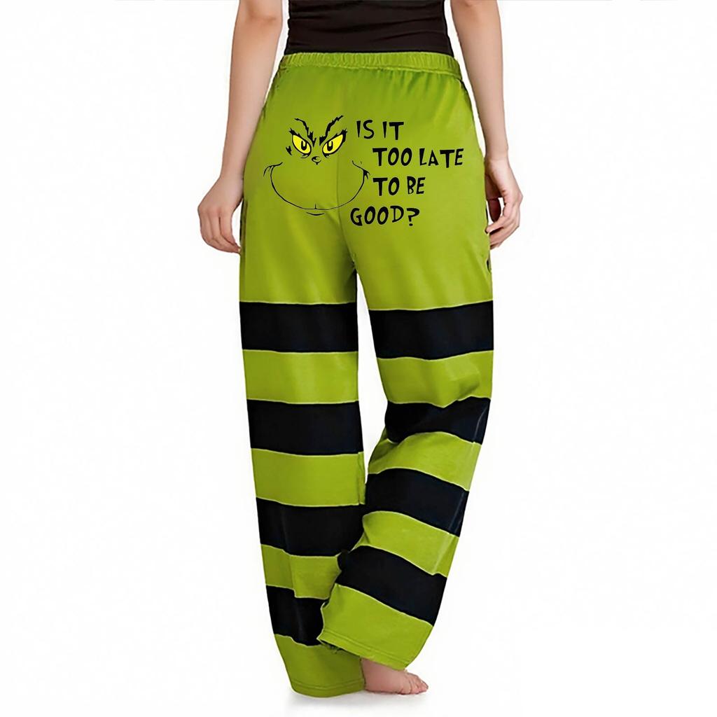 Women's Casual Fashion Christmas Print Elasticated Waist Trousers Pants