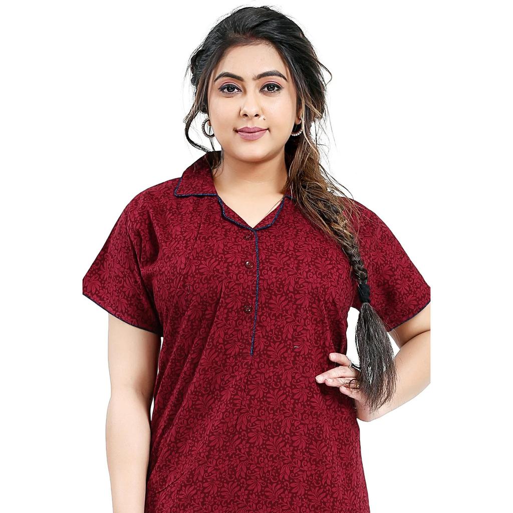 Indian Summer Wear Cotton Night Gown Beautiful Designer Casual Wear Maxi Nighty