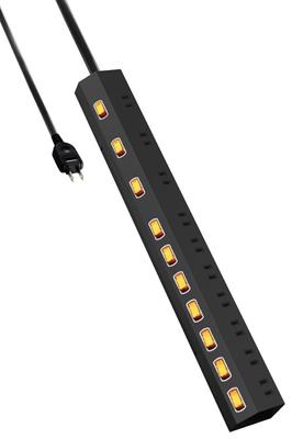 Power Strip, Lightning Guard, 10 Outlets, Individual Switches, Dustproof Shutter, Swing Plug, 2.5m, Black, ECT-1625BK