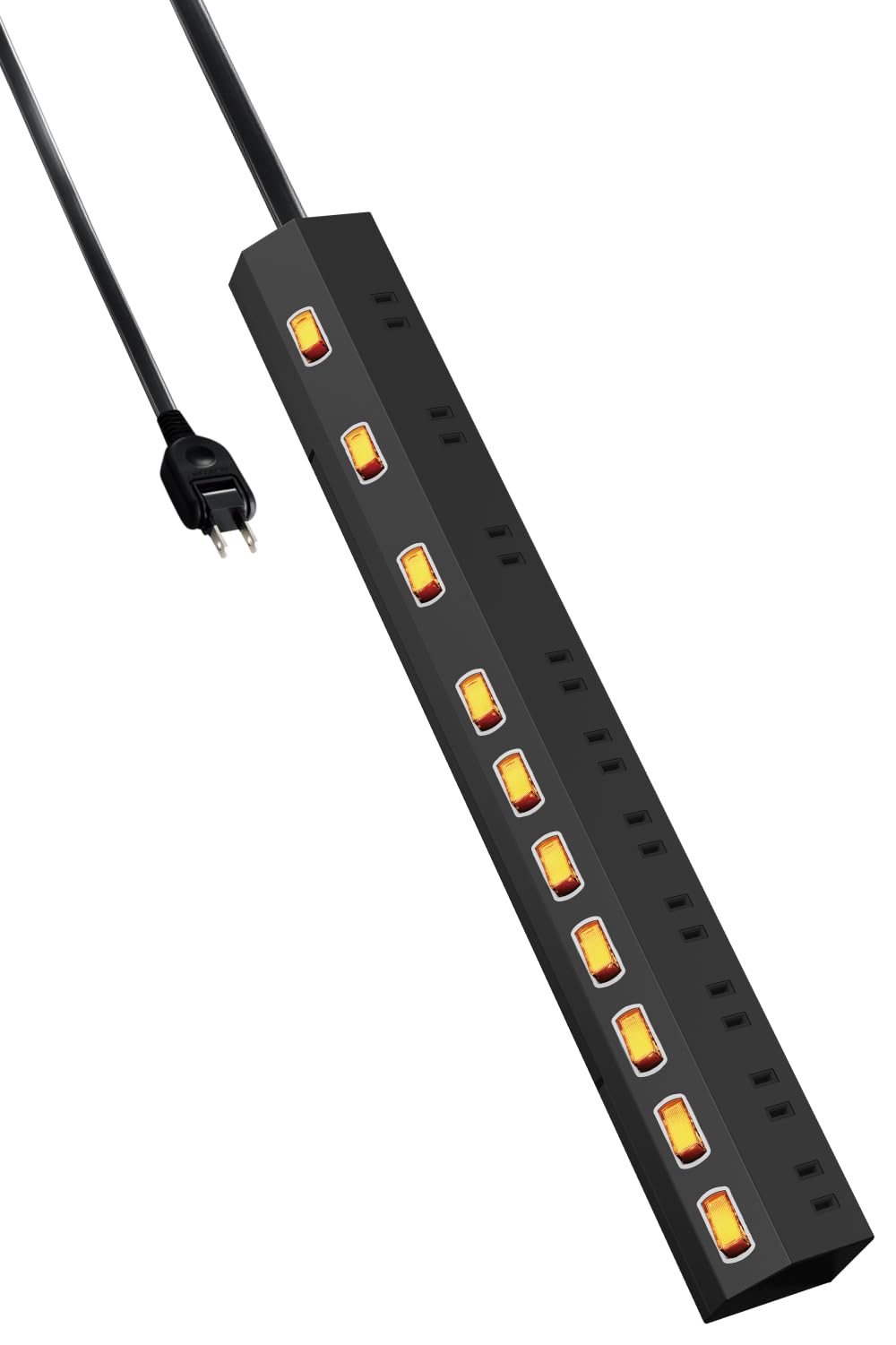 

ELECOM Power Strip, Lightning Guard, 10 Outlets, Individual Switches, Dustproof Shutter, Swing Plug, 2.5m, Black, ECT-1625BK