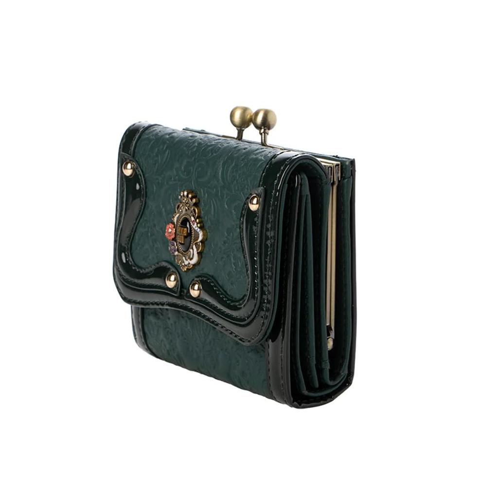 Size F [Anna Sui] Bi-fold Wallet, Serpent, Women's, Black,