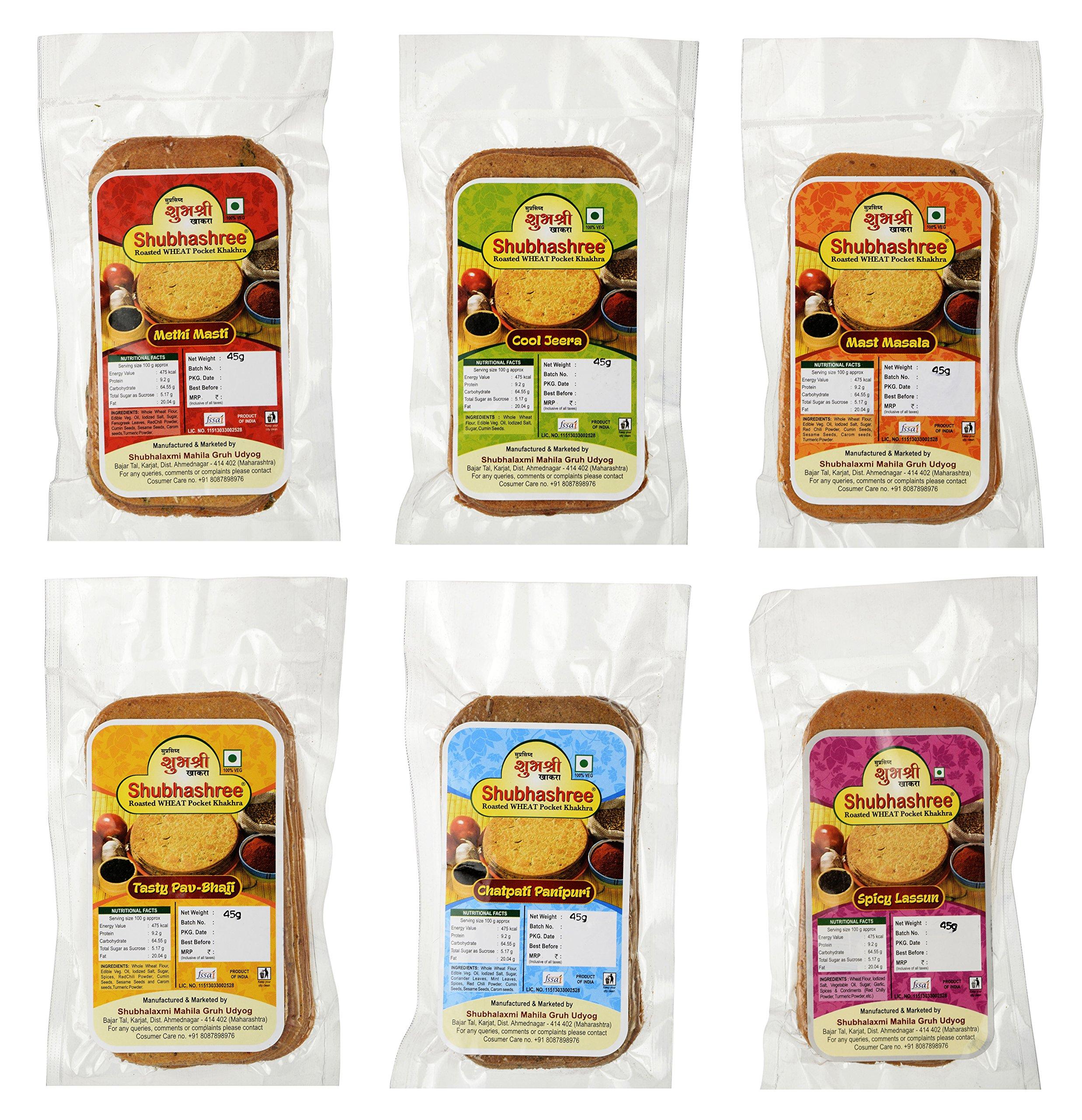 

Shubhashree Pocket Khakhra Assorted Combo, 6 Packs x 40g each