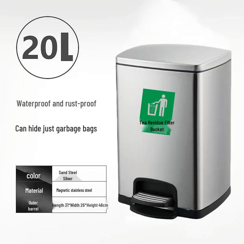 Stainless Steel Foot-Operated Bathroom Trash Can