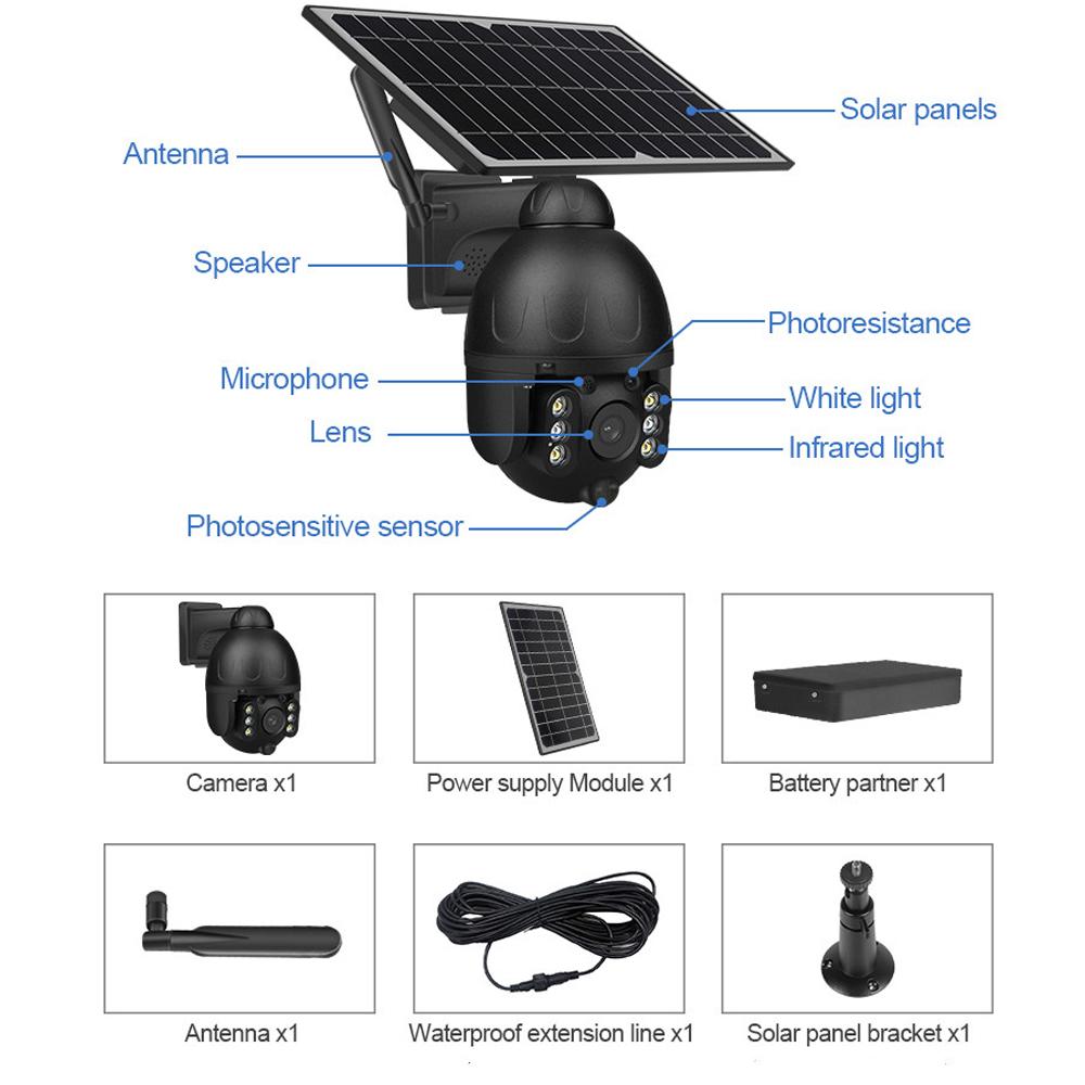 Outdoor Video 4G GSM Surveillance Camera with 8w Solar Panel 3MP Metal Enclosure Security Protection Cloud Ip Cctv