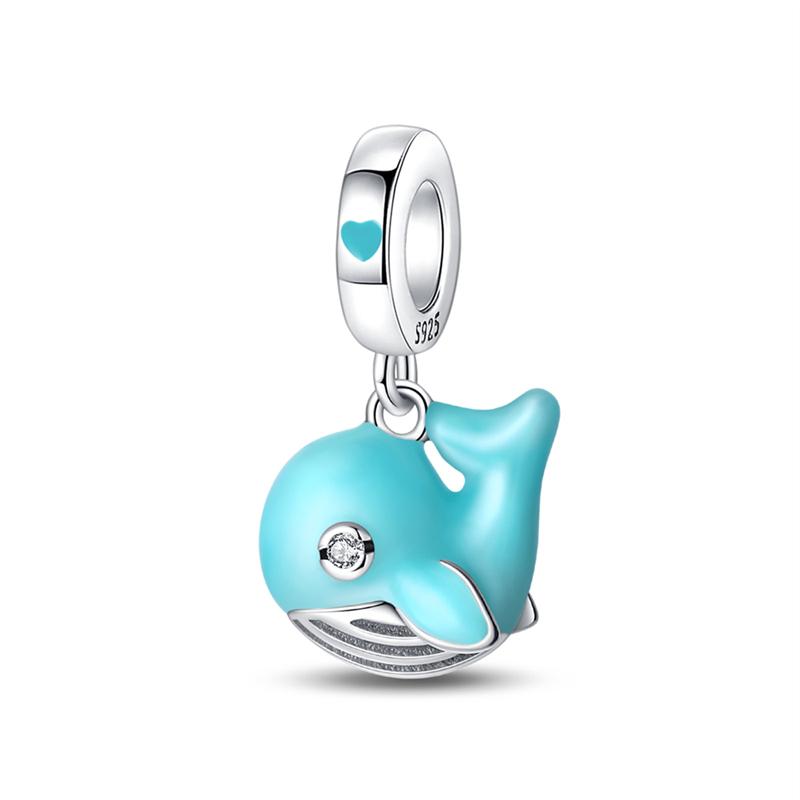 Blue Series Copper Turtle,Whale & Seahorse Dangle Charm Fits Bracelet Kids Ocean Jewelry Accessories