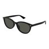 Temple Logo Lettering Acetate Oval Sunglasses Women's Black