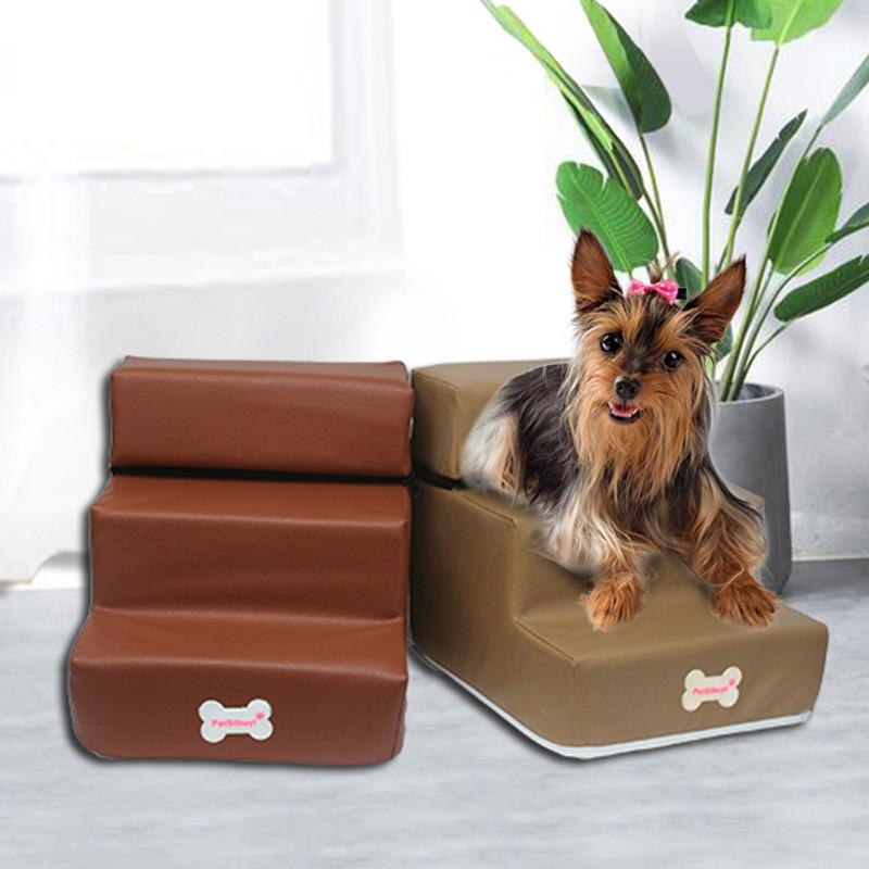 Luxurious Leather Dog Stairs For Small Dogs Perfect For Climbing Onto Sofas And Beds