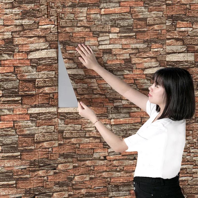 

1/10Pcs77*70cm High Quality 3D Foam Wall Panel Retro Self Adhesive Wallpaper Living Room Background Wall Home Decor Wall Sticker 1Pcs 77cmx70cm