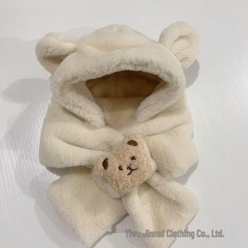 Super Cute Velvet Baby Hat & Scarf Combo - Windproof Ear Protection for Boys & Girls (Autumn/Winter)
