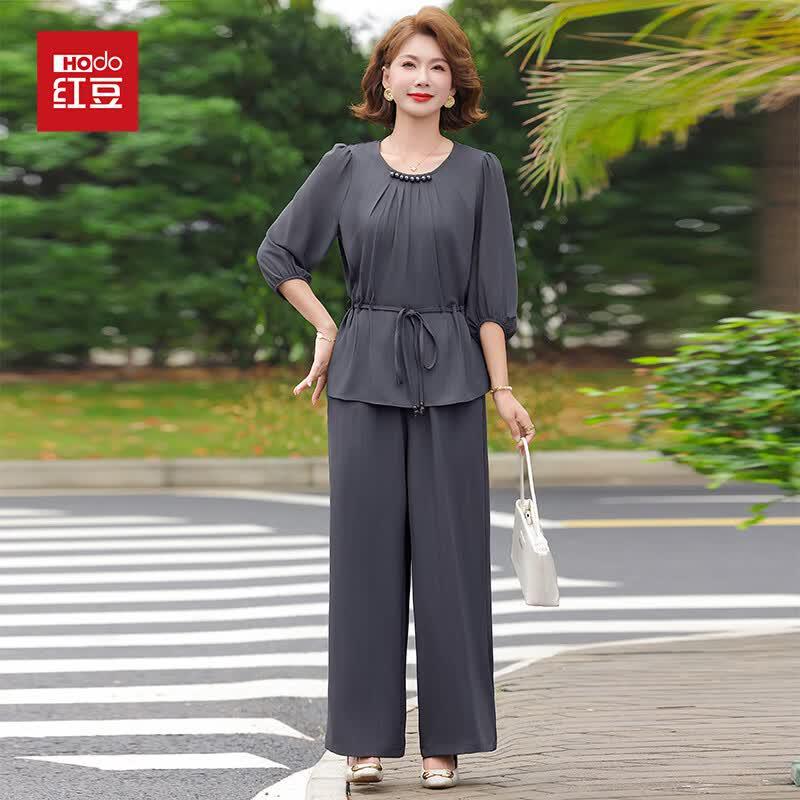 

Hodo Elegant Women s Chiffon T-Shirt & Wide-Leg Pants Set 3XL