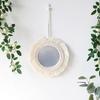 Bohemian Wall Mirror Macrame Fringes Tapestry Round Hanging Mirrors for Bedroom Apartment Entryways Home Decorations