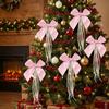 Ribbon Bowknot Pearl Hanging Pendant DIY Christmas Tree Topper Home Decoration
